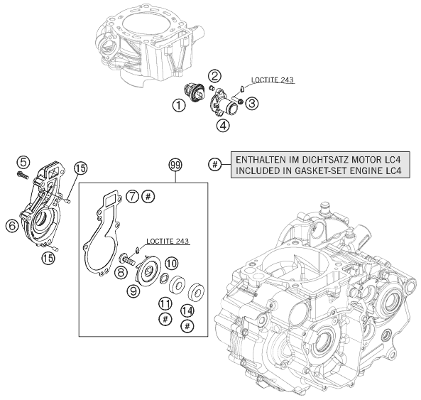 Sprängskiss: Water Pump – KTM 690 SUPERMOTO LIM.ED 2009