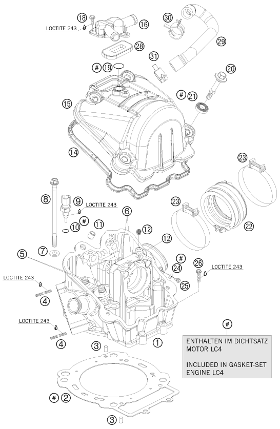 Sprängskiss: Cylinder Head – KTM 690 SMC 09
