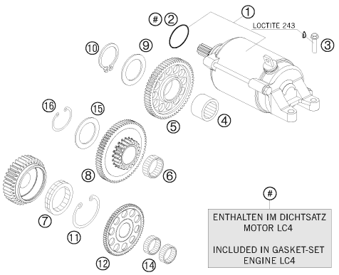 Sprängskiss: Electric Starter – KTM 690 SUPERMOTO LIM.ED 2009
