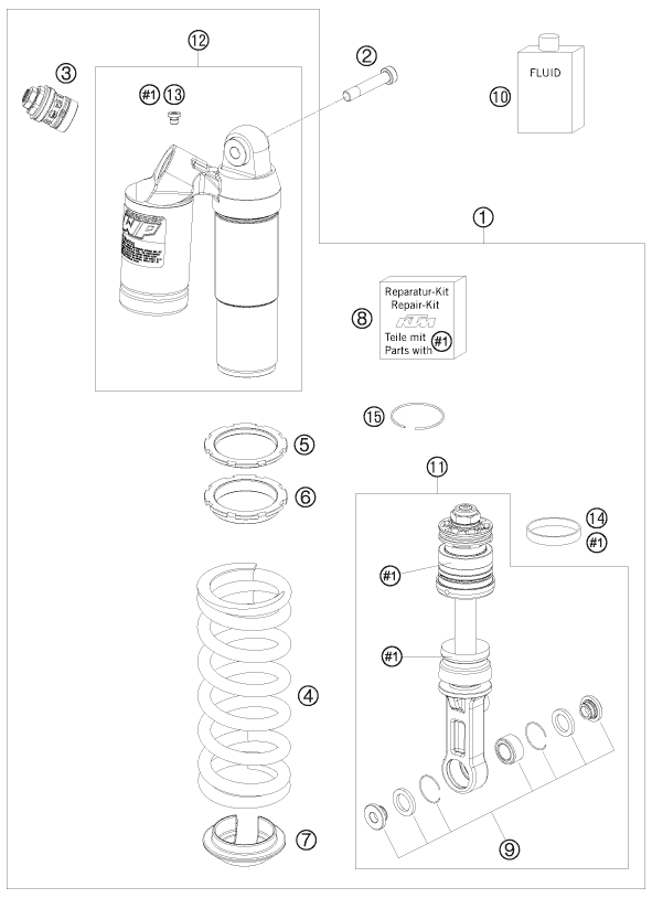 Sprängskiss: Shock Absorber – KTM 690 DUKE BLACK 2009
