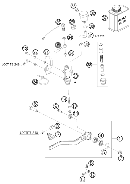 Sprängskiss: Rear Brake Control – KTM 690 DUKE BLACK 2009