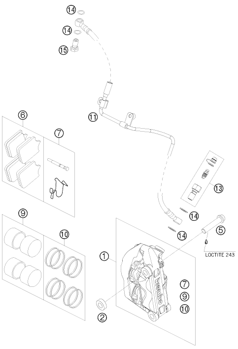 Sprängskiss: Front Brake Caliper – KTM 690 DUKE BLACK 2009