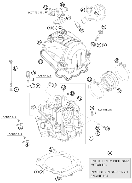 Sprängskiss: Cylinder Head – KTM 690 DUKE ORANGE 2009