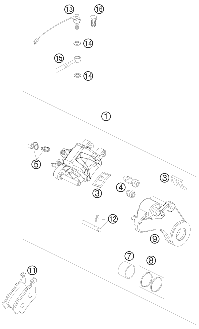 Sprängskiss: Rear Brake Caliper – KTM 690 RALLY FACTORY REPLICA 2009