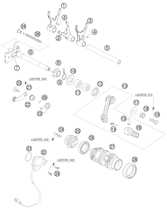 Sprängskiss: Shifting Mechanism – KTM 690 RALLY FACTORY REPLICA 2009