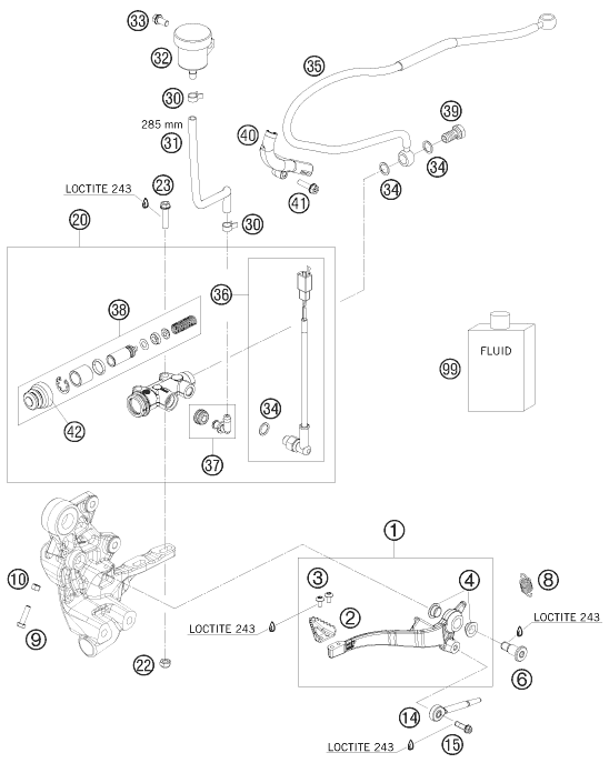 Sprängskiss: Rear Brake Control – KTM 690 Enduro 2010