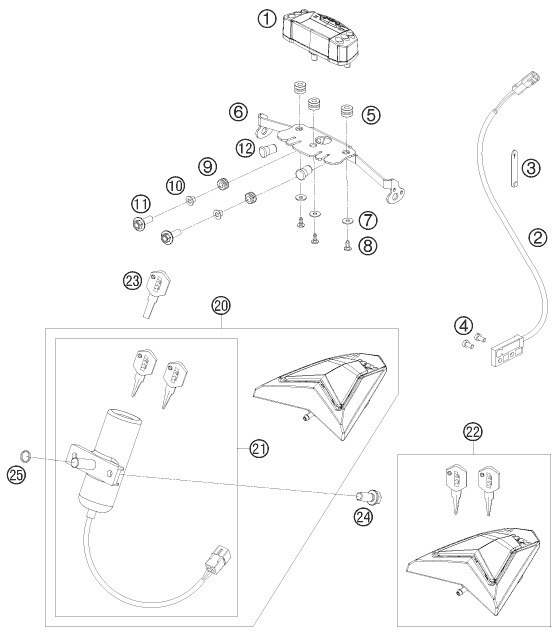 Sprängskiss: Instruments / Lock System – KTM 690 ENDURO R 2010