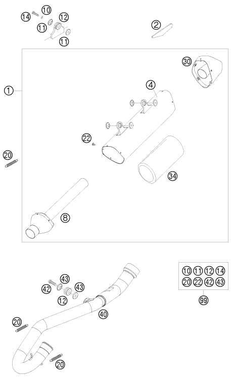 Sprängskiss: Exhaust System – KTM 250 SX-F 2009