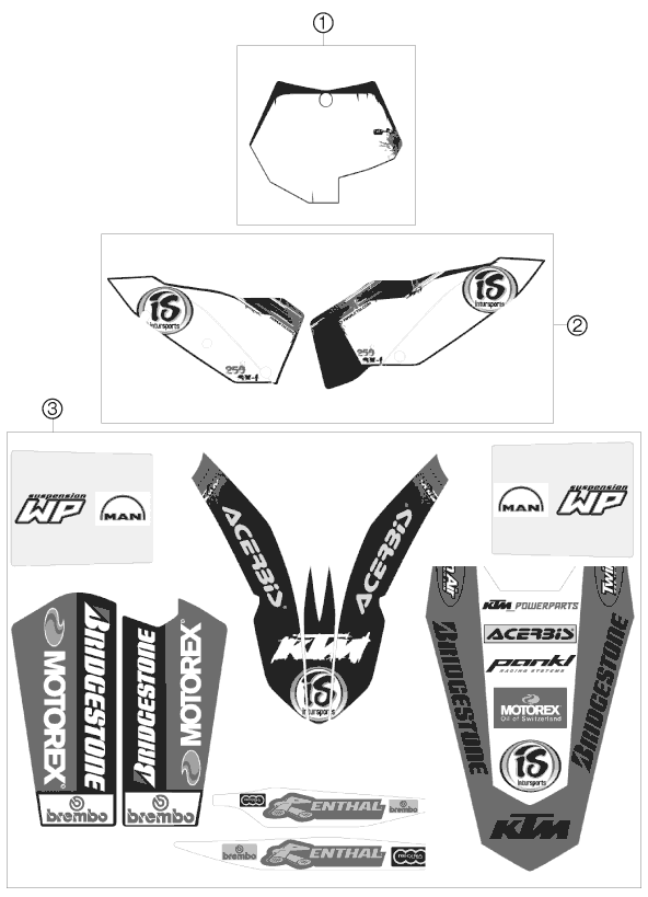 Sprängskiss: Decal – KTM 250 SX-F 2009