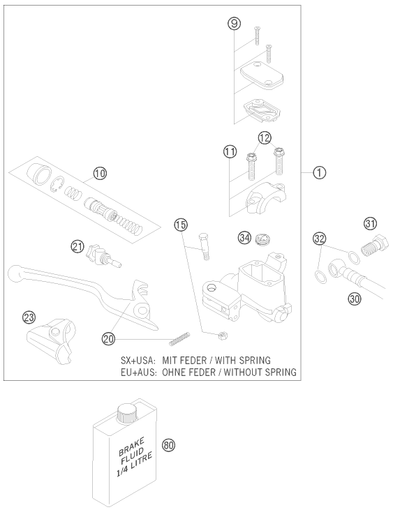 Sprängskiss: Front Brake Control – KTM 250 XCF-W SIX DAYS 2011