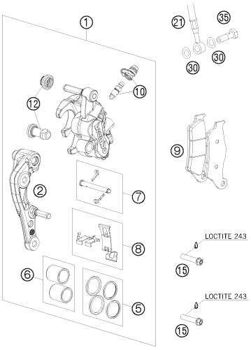 Sprängskiss: Front Brake Caliper – KTM 250 EXC-F 2011
