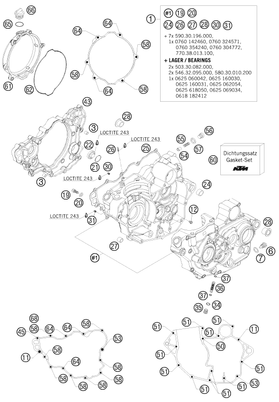 Sprängskiss: Engine Case – KTM 250 SX-F FACT.REPL.MUSQ. ED 10