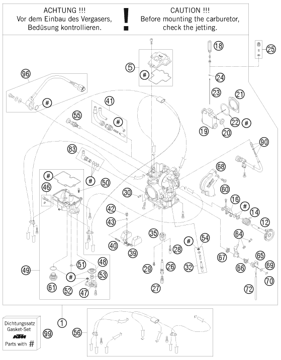 Sprängskiss: Carburetor – KTM 250 SX-F FACT.REPL.MUSQ. ED 10