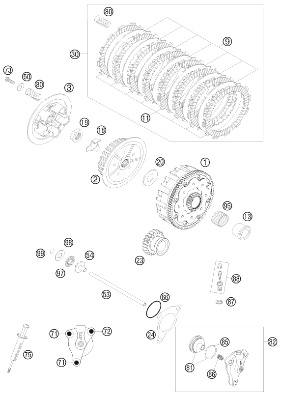 Sprängskiss: Clutch – KTM 250 EXC-F 2011