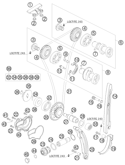 Sprängskiss: Timing Drive – KTM 250 EXC-F 2011