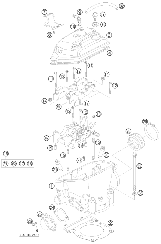 Sprängskiss: Cylinder Head – KTM 250 EXC-F 2011