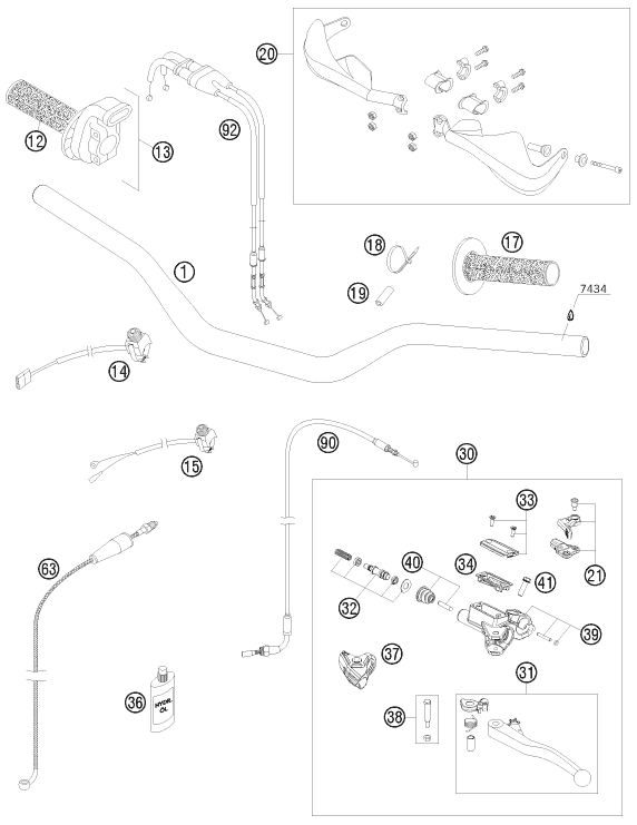 Sprängskiss: Handlebar, Controls – KTM 450 SMR 2009