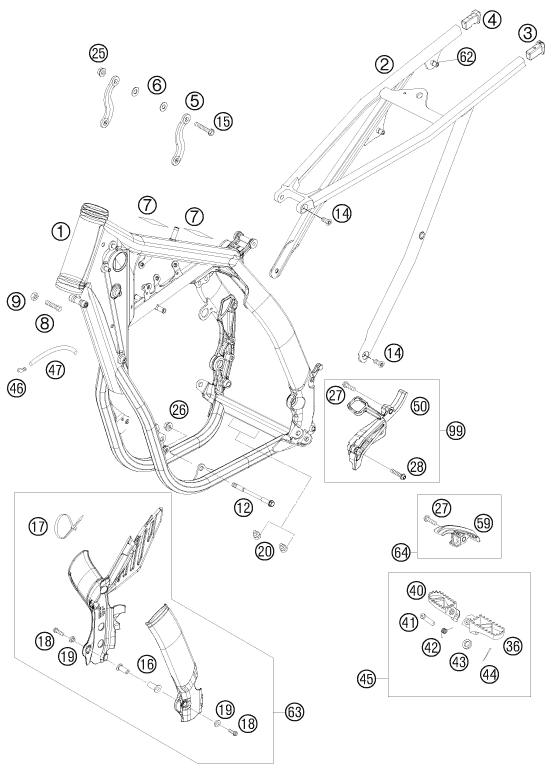 Sprängskiss: Frame – KTM 505 XC-F 2009