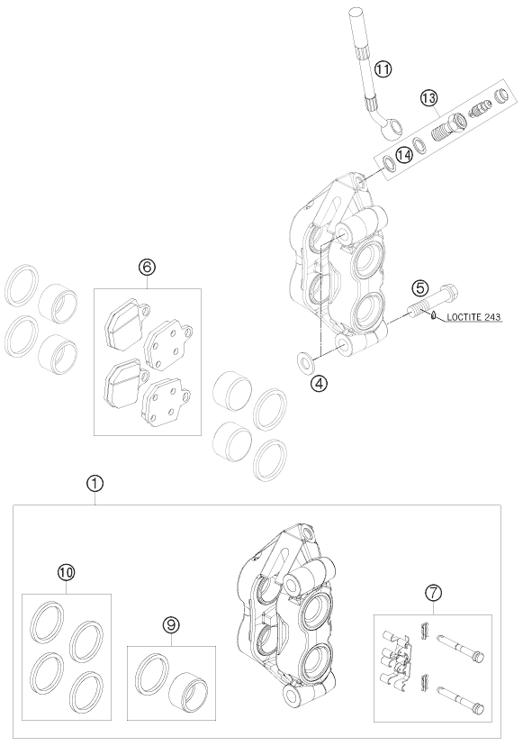 Sprängskiss: Front Brake Caliper – KTM 450 SMR 2009