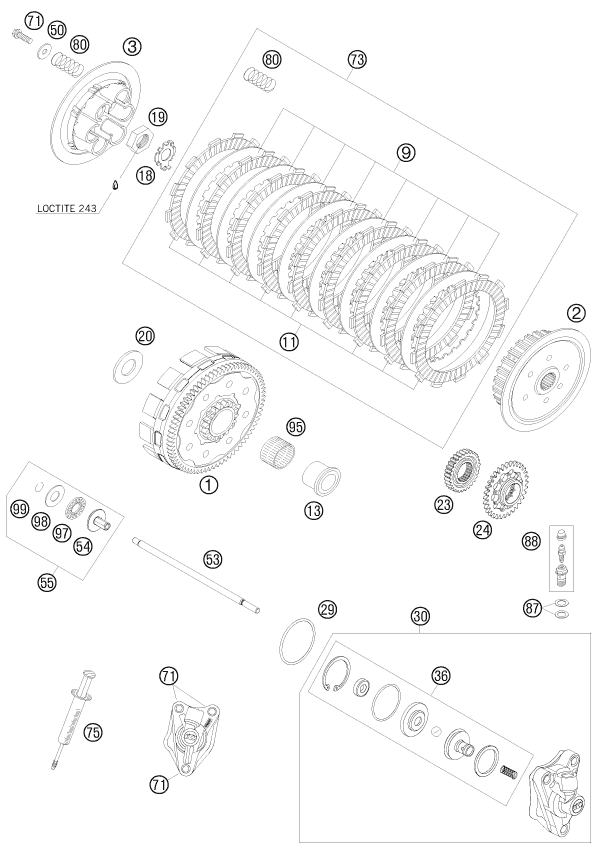 Sprängskiss: Clutch – KTM 505 XC-F 2009