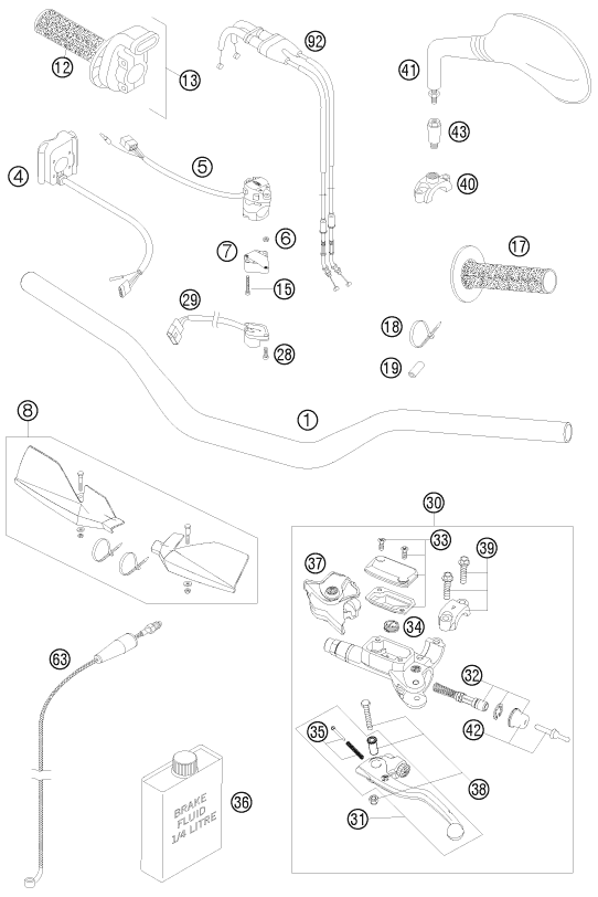 Sprängskiss: Handlebar, Controls – KTM 530 EXC 2009