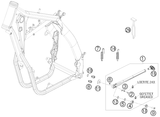 Sprängskiss: Side / Center Stand – KTM 530 XC-W 2009