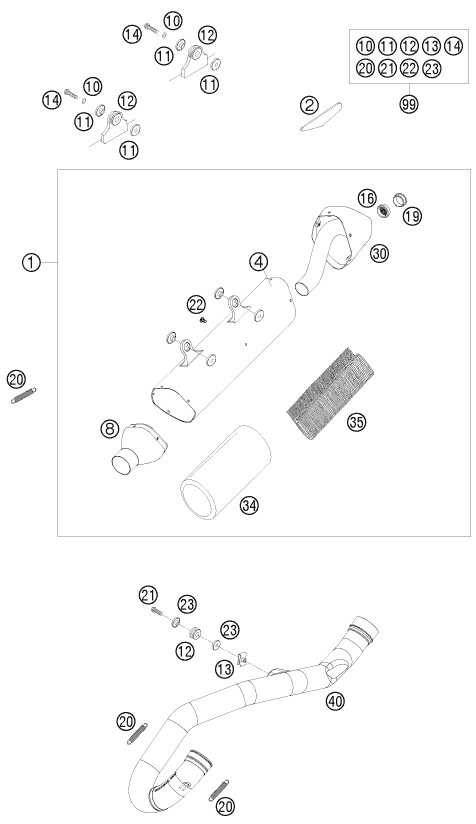 Sprängskiss: Exhaust System – KTM 450 EXC 2009