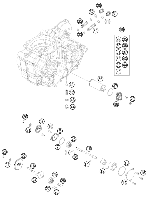 Sprängskiss: Lubricating System – KTM 530 EXC 2009