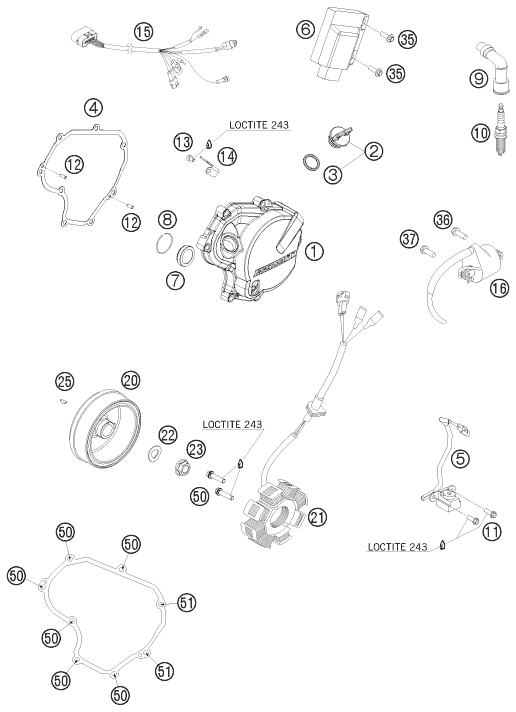 Sprängskiss: Ignition System – KTM 530 EXC 2009