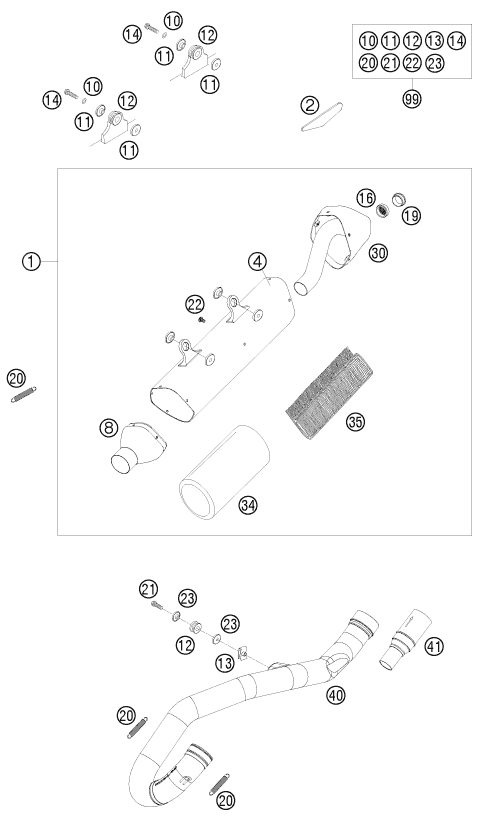 Sprängskiss: Exhaust System – KTM 530 EXC 2009