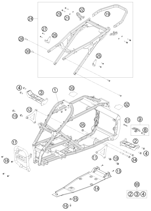 Sprängskiss: Frame – KTM 525 XC ATV 2009