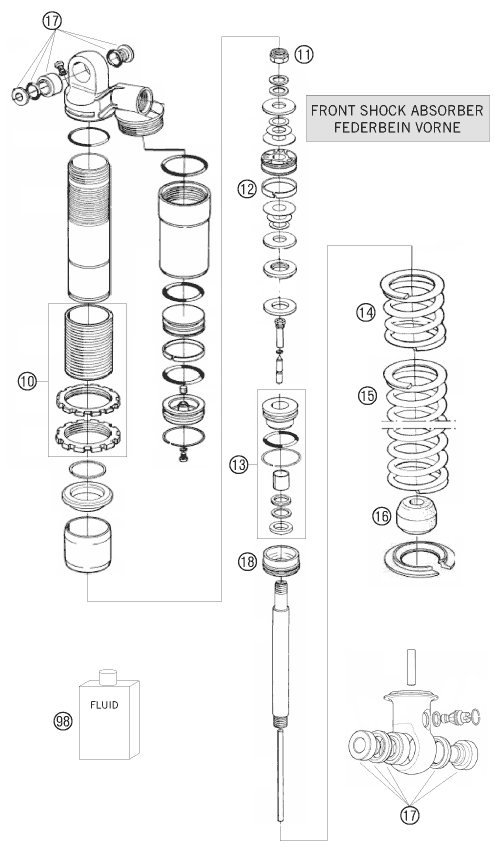Sprängskiss: Shock Absorber Disassembled – KTM 525 XC ATV 2009