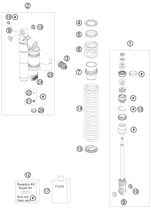 Sprängskiss: Shock Absorber Disassembled – KTM 450 SX ATV 2009