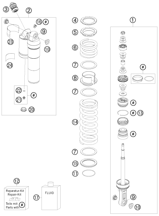 Sprängskiss: Shock Absorber Disassembled – KTM 450 SX ATV 2009