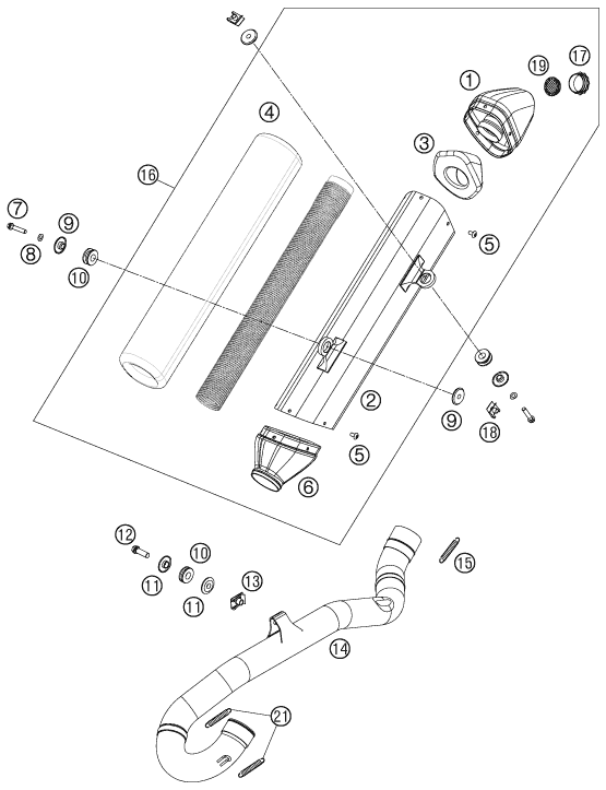 Sprängskiss: Exhaust System – KTM 450 SX ATV 2009