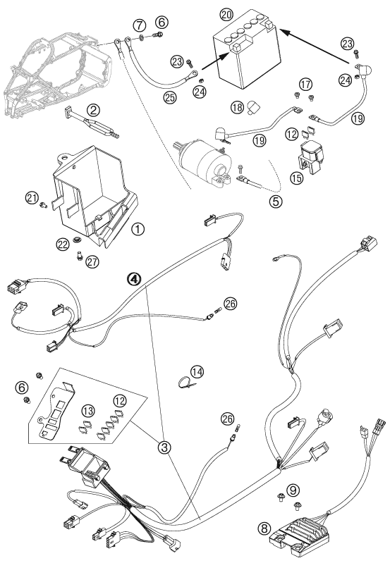 Sprängskiss: Wiring Harness – KTM 450 SX ATV 2009