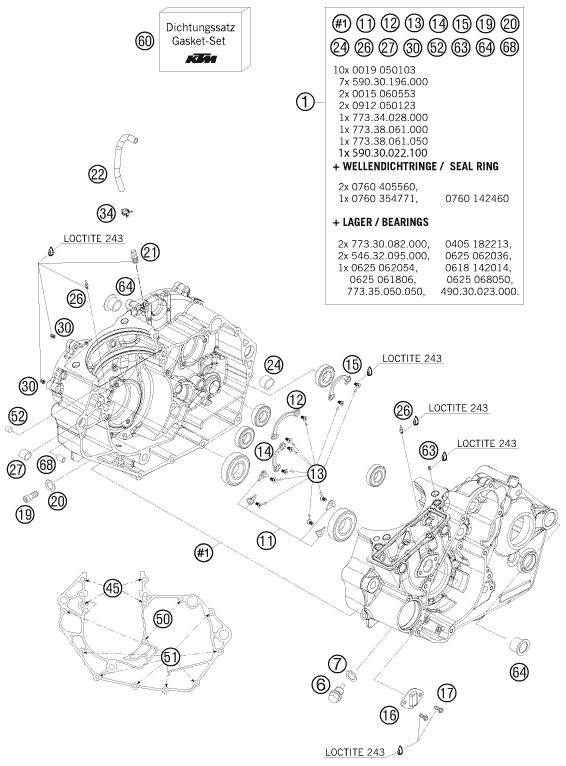 Sprängskiss: Engine Case – KTM 450 SX ATV 2009