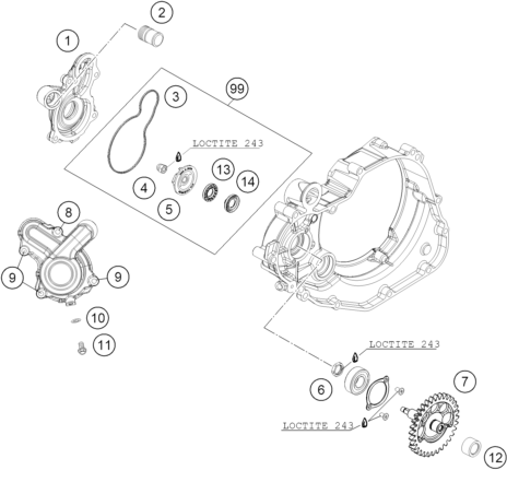 Sprängskiss: Water Pump – KTM 450 SX ATV 2009