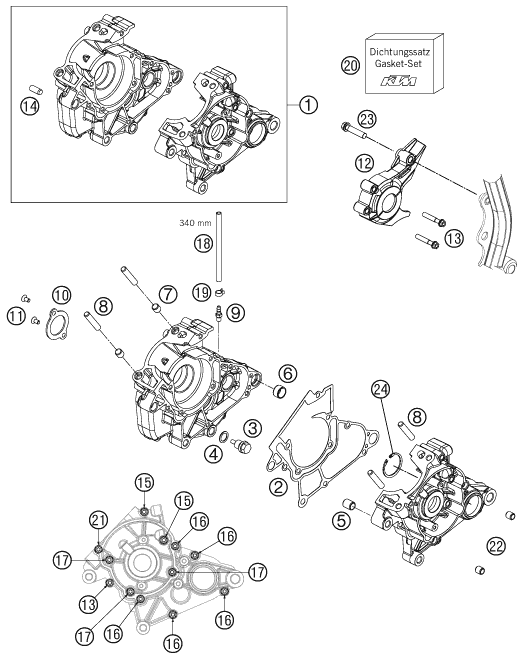 Sprängskiss: Engine Case – KTM 50 SX 2010