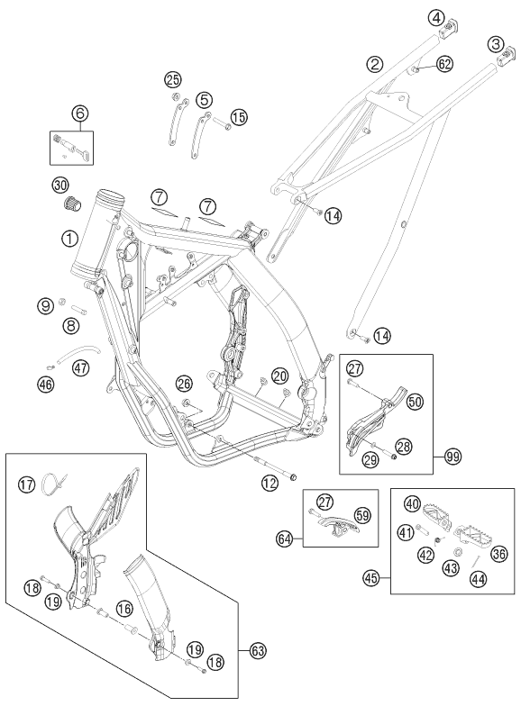 Sprängskiss: Frame – KTM 125 EXC FACTORY EDIT. 2011