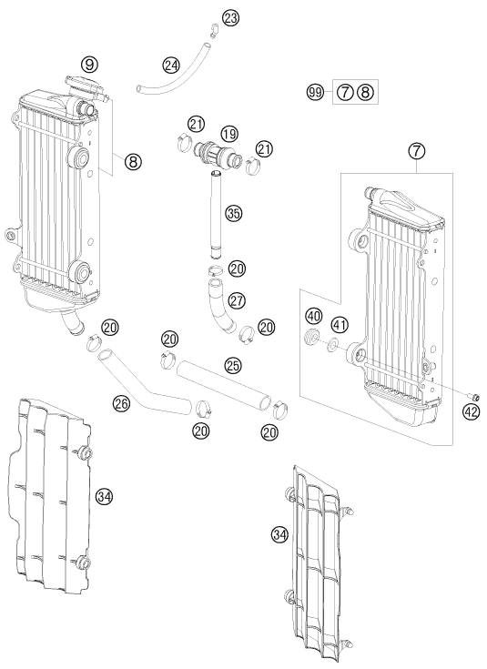 Sprängskiss: Cooling System – KTM 150 SX 2010