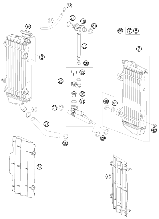 Sprängskiss: Cooling System – KTM 125 EXC FACTORY EDIT. 2011