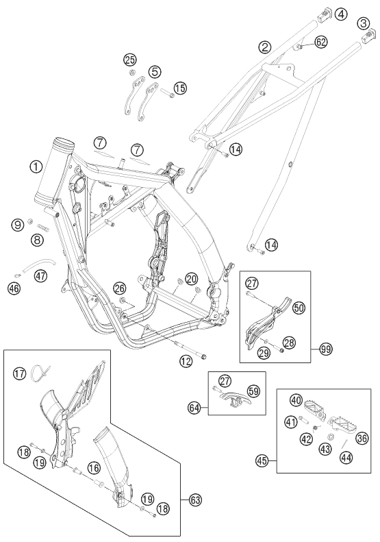 Sprängskiss: Frame – KTM 200 XC-W 2011