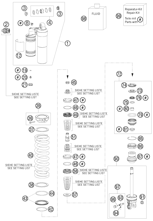 Sprängskiss: Shock Absorber Disassembled – KTM 250 EXC-F 2011