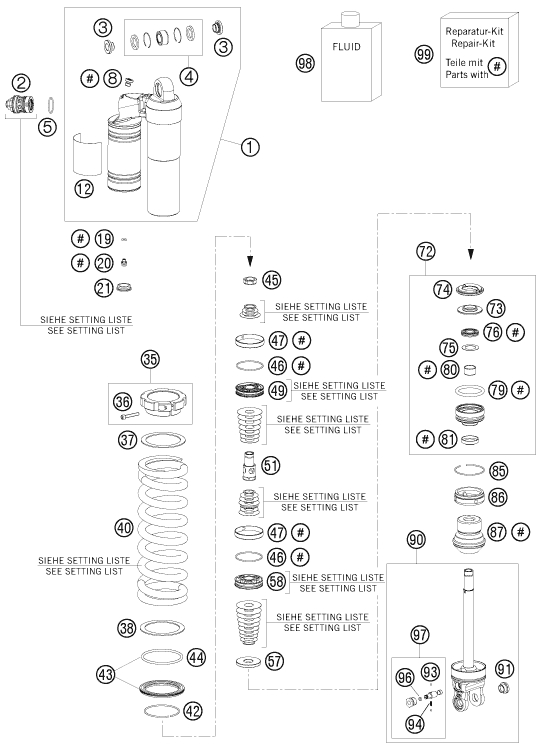 Sprängskiss: Shock Absorber Disassembled – KTM 150 SX 2010