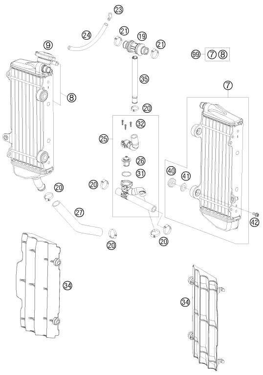 Sprängskiss: Cooling System – KTM 200 EXC 2010