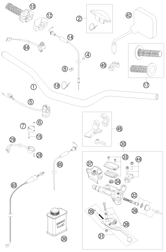 Sprängskiss: Handlebar, Controls – KTM 250 EXC E-STARTER 2010