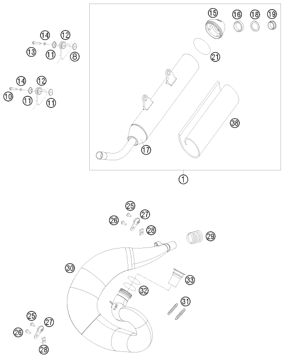 Sprängskiss: Exhaust System – KTM 250 EXC SIX-DAYS 2010