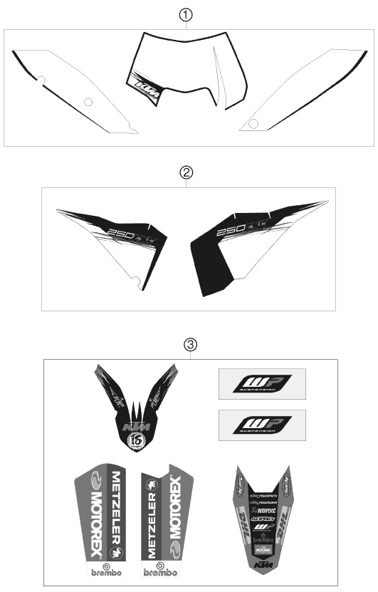 Sprängskiss: Decal – KTM 250 EXC 2010