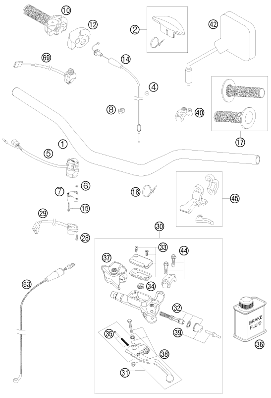 Sprängskiss: Handlebar, Controls – KTM 300 EXC 2010
